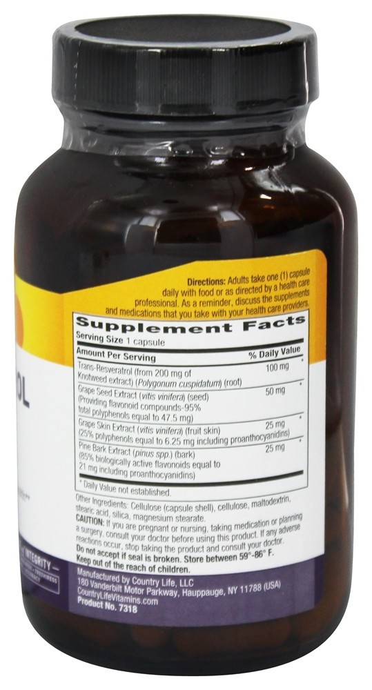 Resveratrol Plus - Cápsulas vegetarianas 120 Country Life - Imagem 2