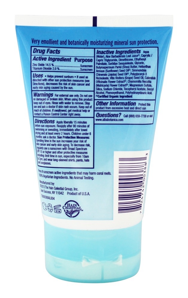 Proteção Mineral Muito Emoliente Crianças Sunblock Sem Fragrância 30 SPF - 4 fl. oz. Alba Botanica - Imagem 2