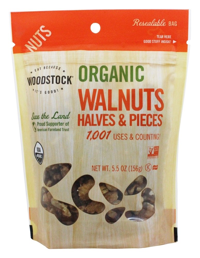 Metades e Peças Orgânicas de Nozes - 5.5 oz. Woodstock Farms