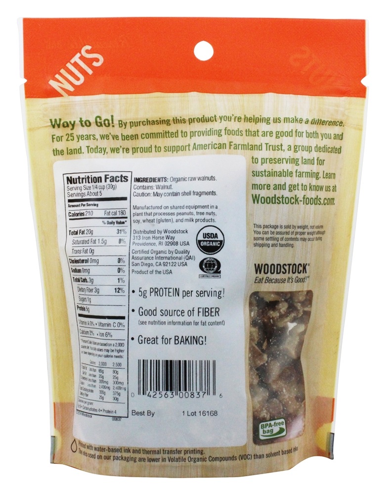 Metades e Peças Orgânicas de Nozes - 5.5 oz. Woodstock Farms - Imagem 2