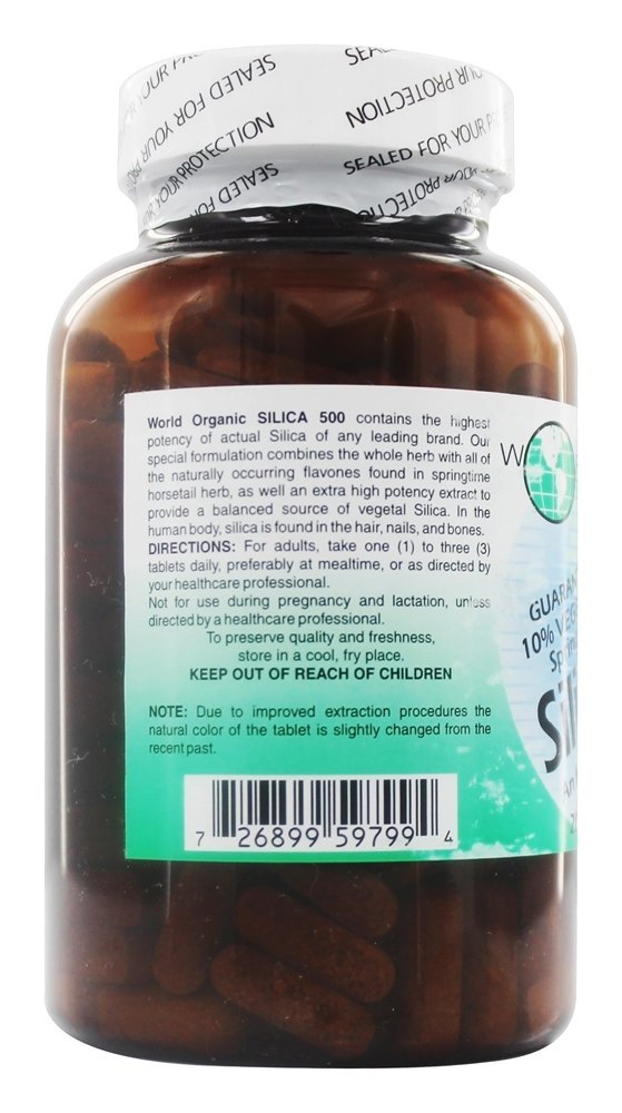 Sílica 500 - 200 Tablets World Organic - Imagem 3