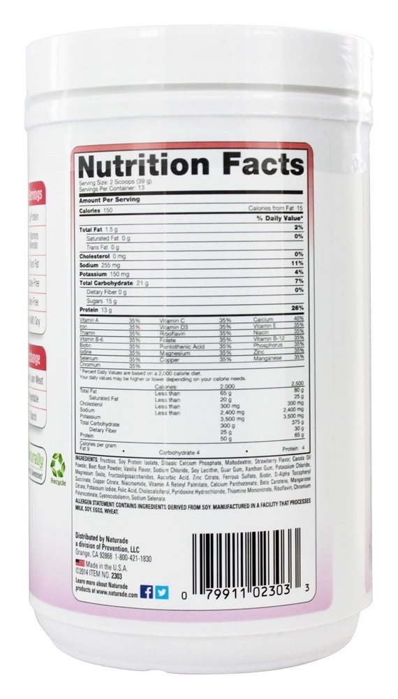 Creme de morango com substituto de refeição de soja - 17.9 oz. Naturade - Imagem 2