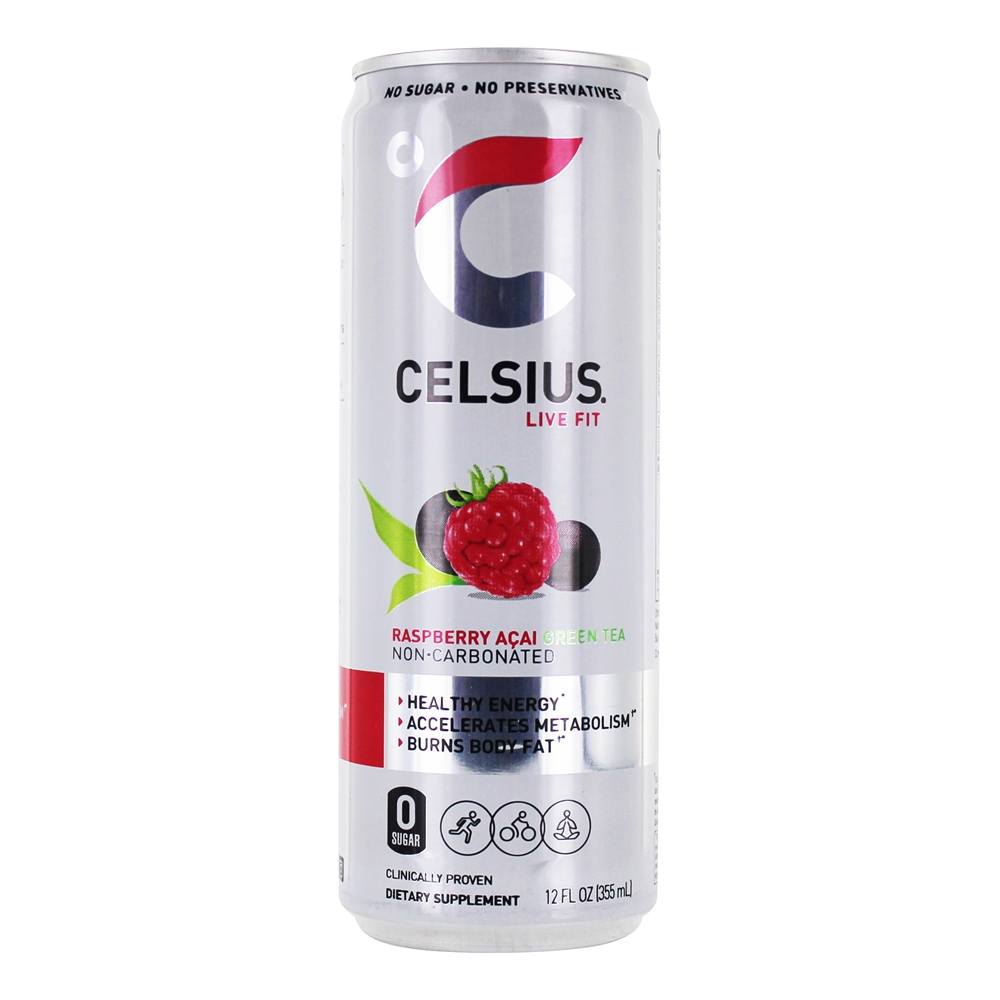 Live Fit Fitness Drink não-carbonatada framboesa Açaí chá verde - 4 Can (es) Celsius - Imagem 2