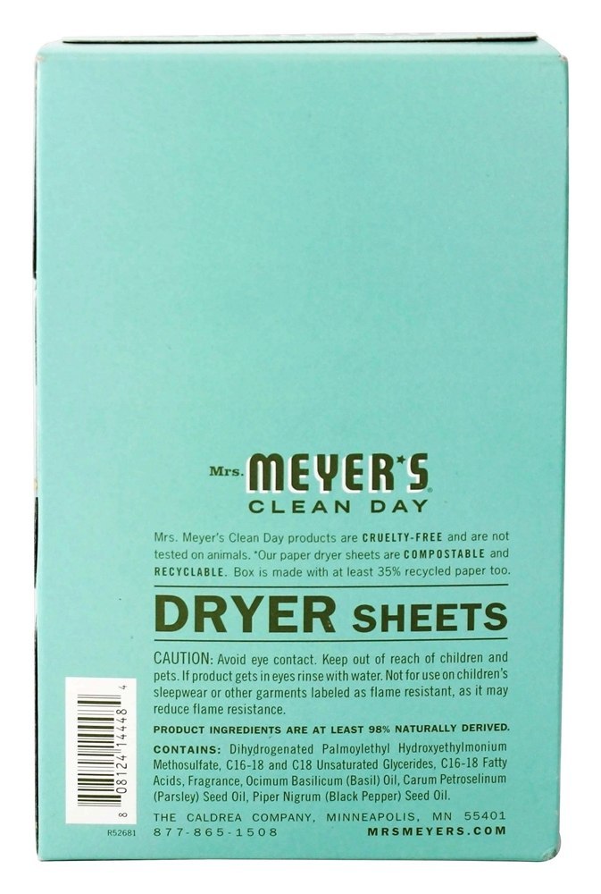 Limpar Dia Secador Sheets Manjericão - 80 Planilha (s) Mrs. Meyer's - Imagem 2