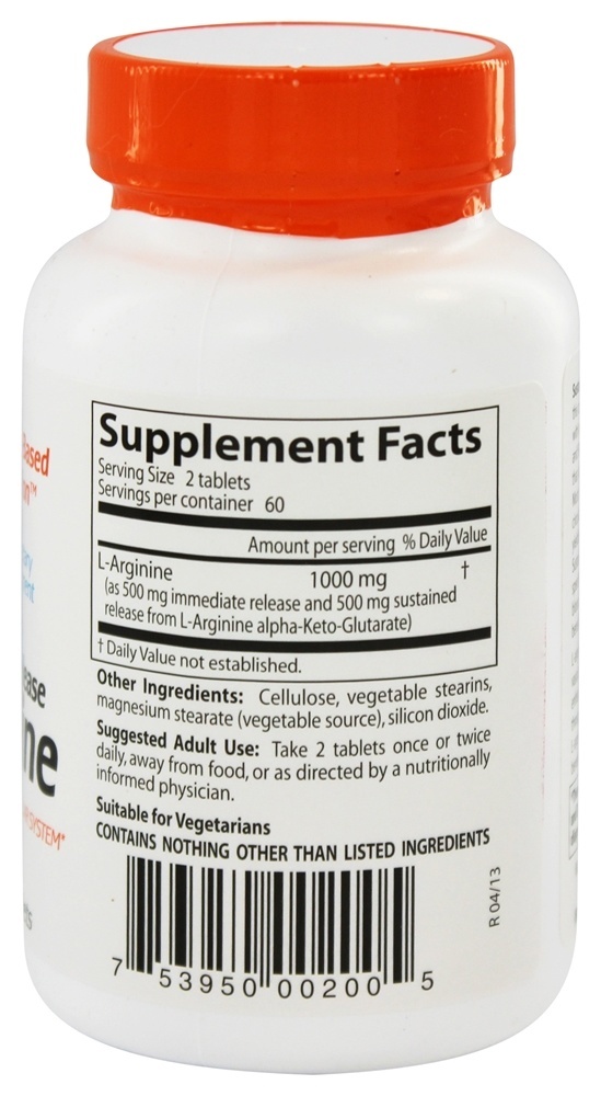 L-Arginina Sustentada mais Liberação Imediata 500 mg. - 120 Tablets Doctor's Best - Imagem 2