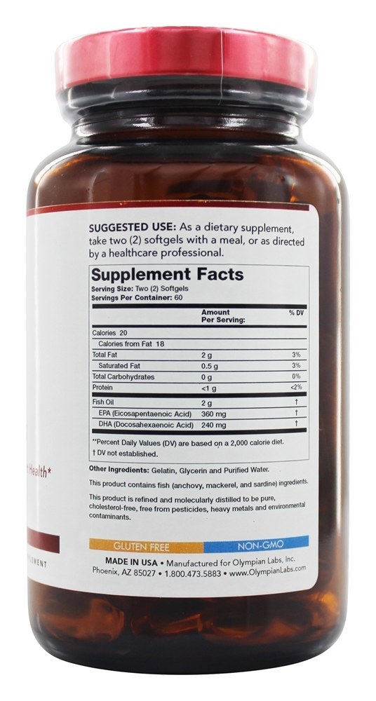 Omega - 3 óleos de peixe Naturopática Divisão 2000 mg. - 120 Softgels Olympian Labs - Imagem 2