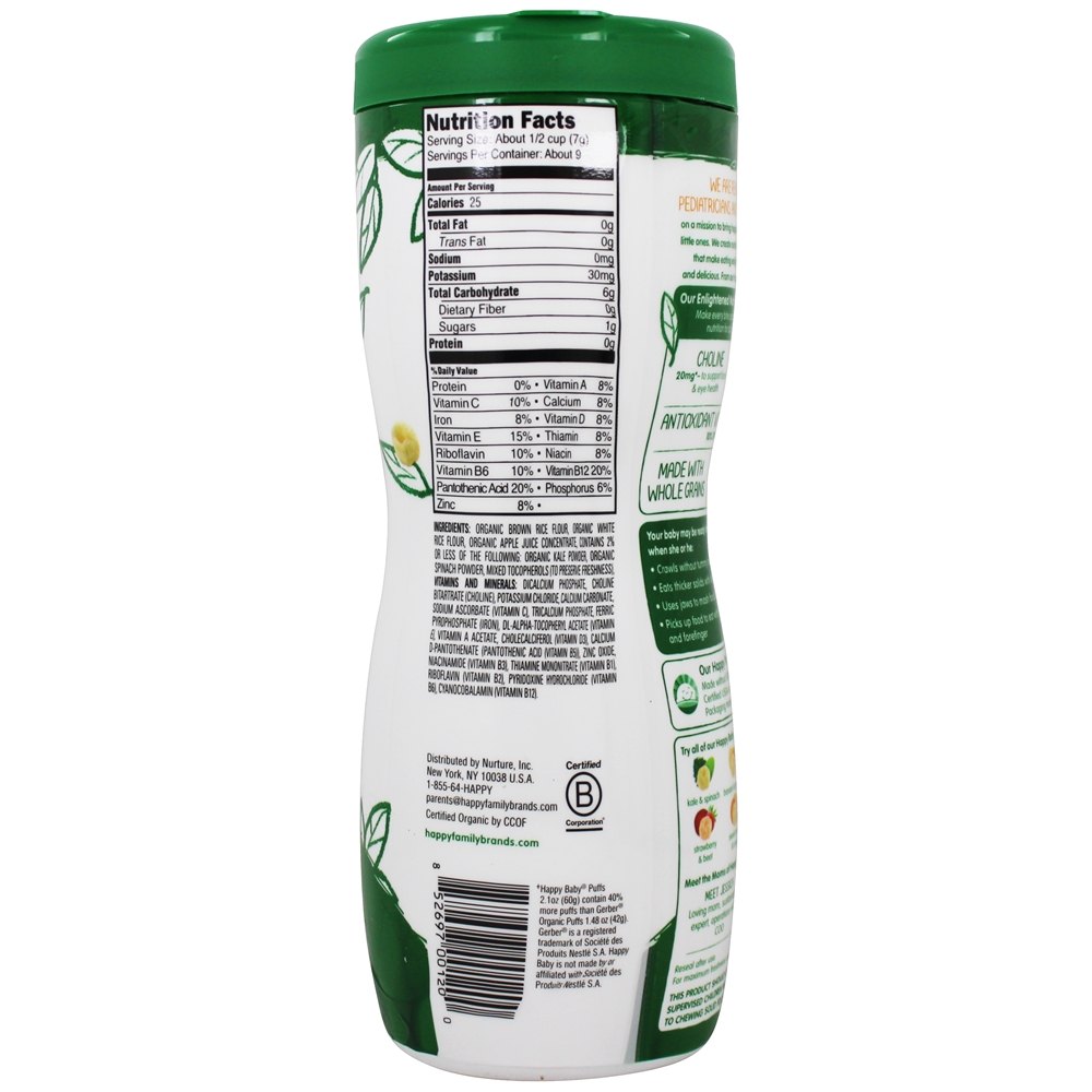 Feliz Puffs Orgânico Superfood Verduras - 2.1 oz. Happy Family - Imagem 2