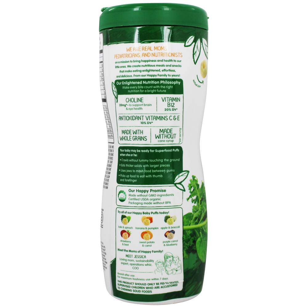 Feliz Puffs Orgânico Superfood Verduras - 2.1 oz. Happy Family - Imagem 3