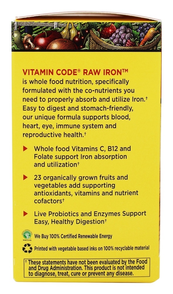 Vitamin Code Ferro Puro 22 mg. - Cápsulas vegetarianas 30 Garden of Life - Imagem 4