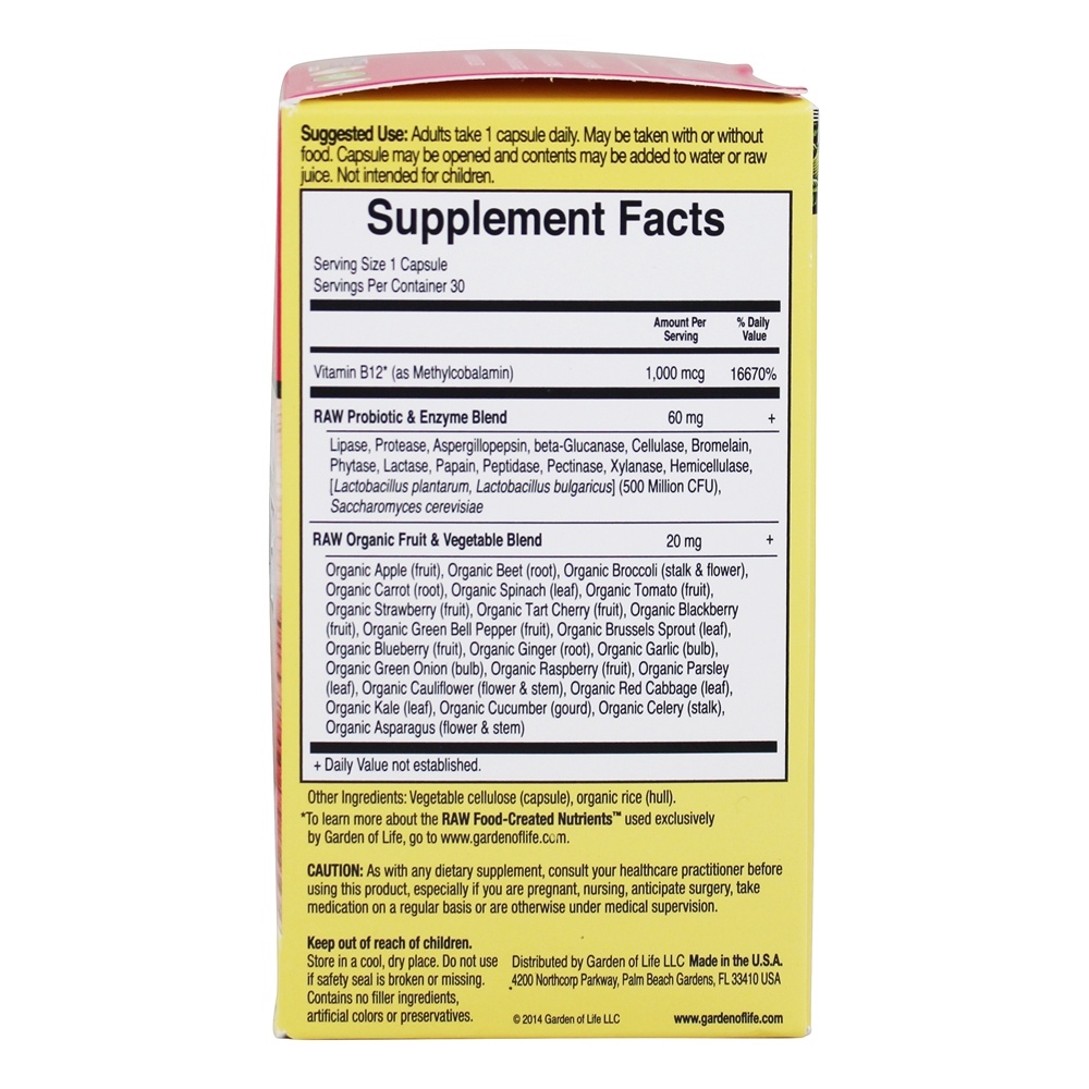 Vitamin Code B12 Pura 1000 mcg. - Cápsulas vegetarianas 30 Garden of Life - Imagem 2