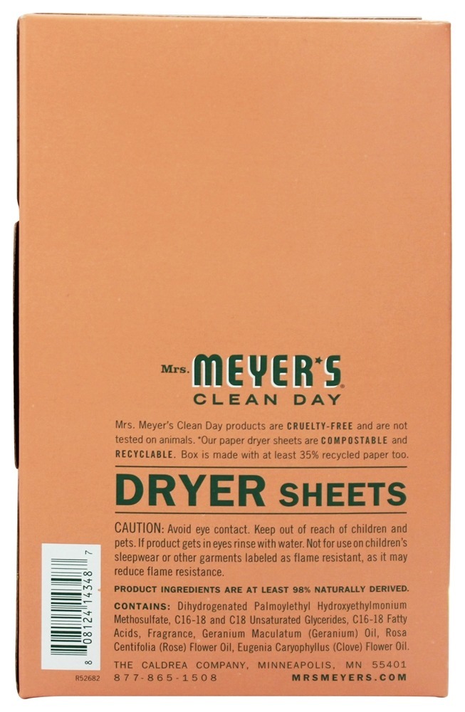 Limpar Dia Secador Sheets Gerânio - 80 Planilha (s) Mrs. Meyer's - Imagem 2
