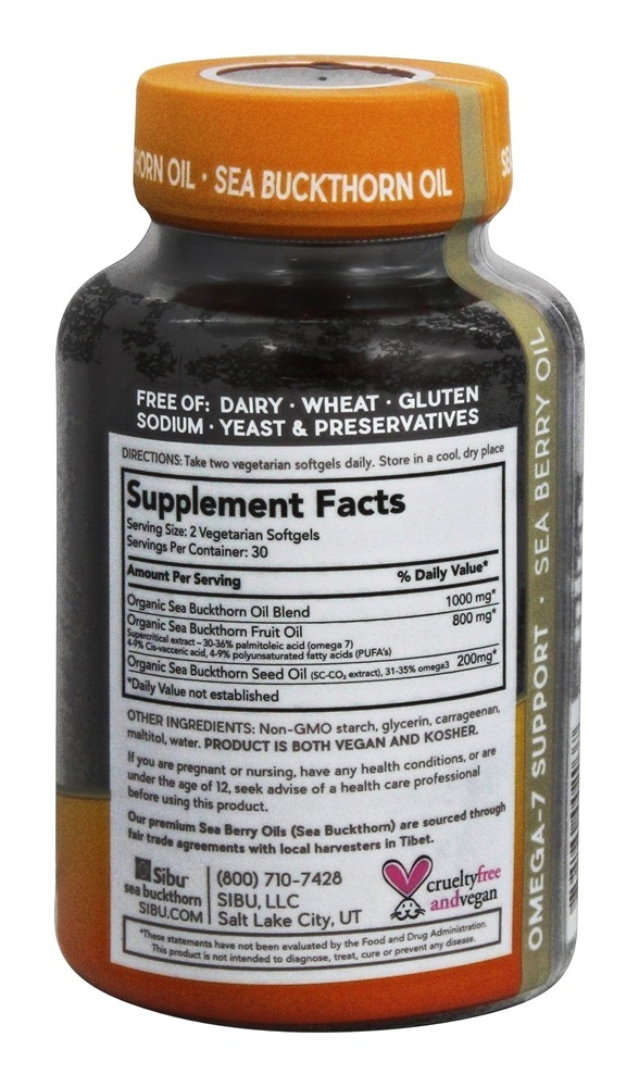 Mar Baga Terapia Omega-7 Apoiar Mar Buckthorn óleo - 60 Softgels Sibu Beauty - Imagem 2