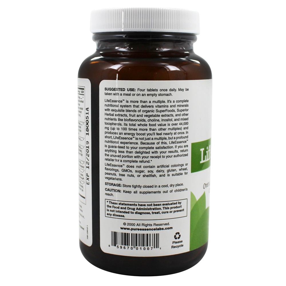 Multivitamínico e Minerais LifeEssence - 120 Tablets Pure Essence Labs - Imagem 4