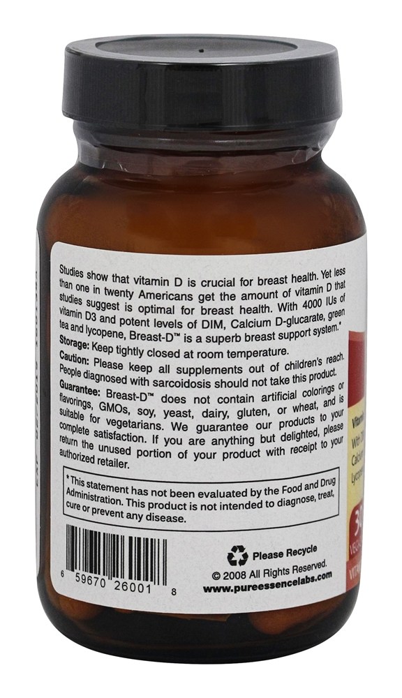 Breast-D Para Saúde Mamária 4000 UI - Cápsulas 30 Pure Essence Labs - Imagem 3