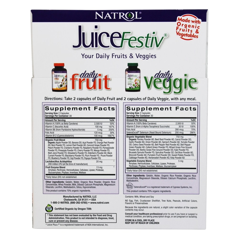 Cápsulas JuiceFestiv 60 + 60 Natrol - Imagem 3