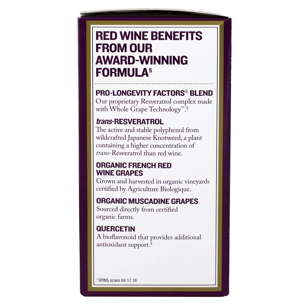 Resveratrol 100 mg. - Cápsulas vegetarianas 60 Reserveage Nutrition - Imagem 4