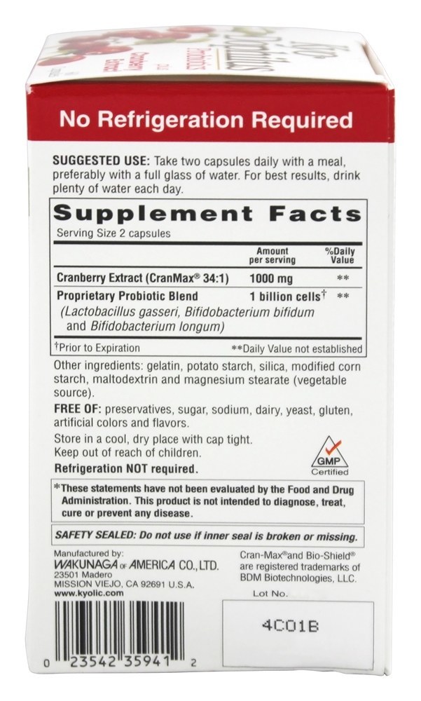 Kyo-Dophilus Probiótico Com Extrato de Cranberry - Cápsulas 60 Kyolic - Imagem 2