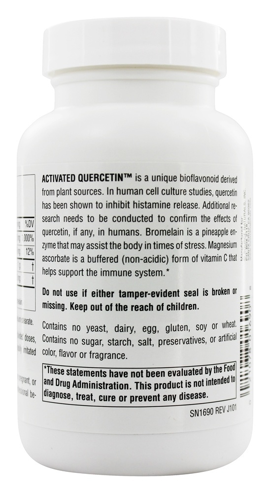 Complexo Bioflavonóide Quercetina Ativado - Cápsulas 100 Source Naturals - Imagem 3