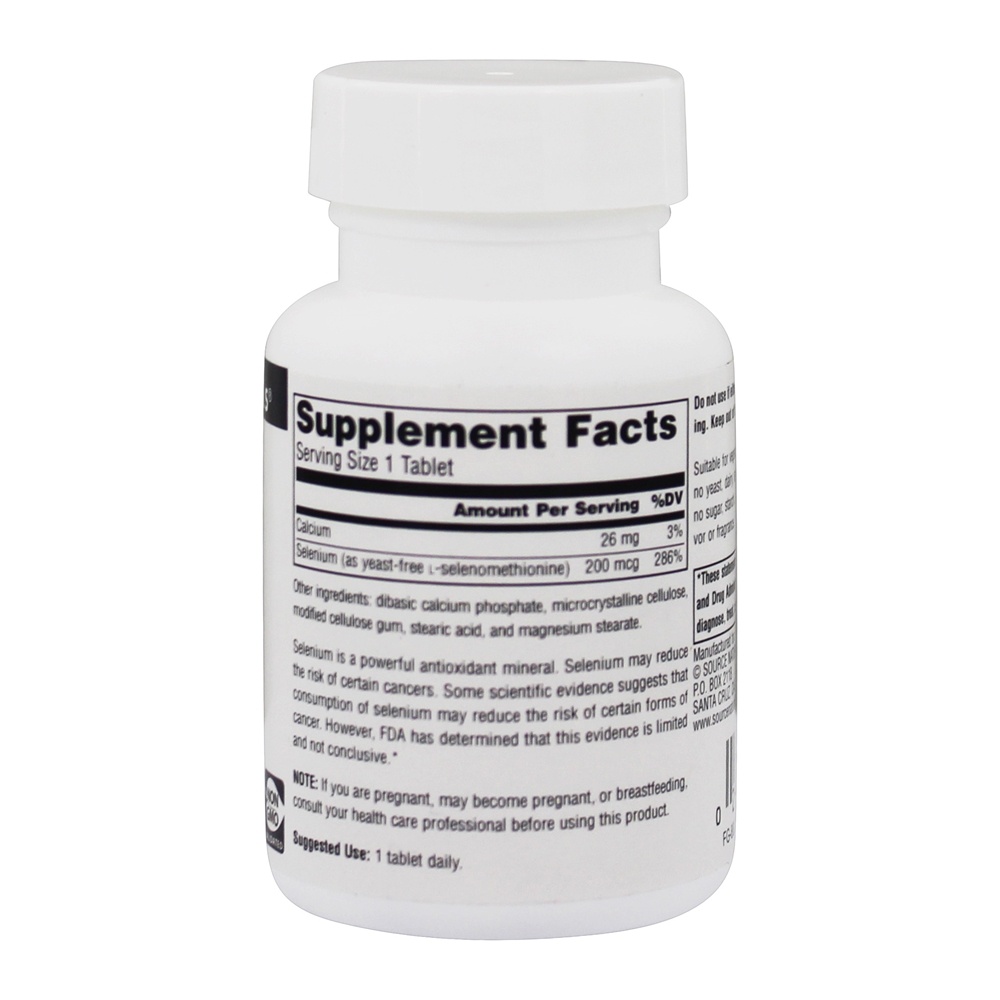 Levedura de Selênio Livre de L-Selenometionina 200 mcg. - 60 Tablets Source Naturals - Imagem 2