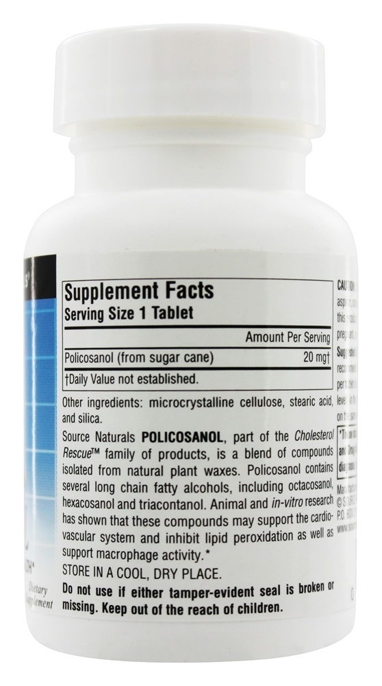 Policosanol Suporta Saúde Cardiovascular 20 mg. - 60 Tablets Source Naturals - Imagem 2