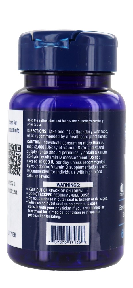Vitamina D3 5000 UI - 60 Softgels Life Extension - Imagem 3