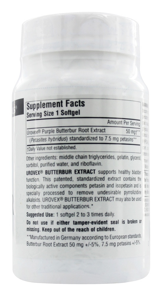 Extrato de Butterbur Urovex 50 mg. - 60 Softgels Source Naturals - Imagem 2