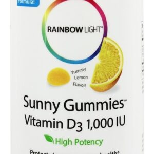 Vitamina D3 Ensolarado Gomoso Azedo Limão 1000 IU - 100 Gummies Rainbow Light