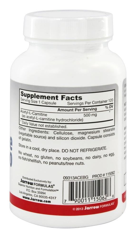 Acetil L-Carnitina 500 mg. - Cápsulas 120 Jarrow Formulas - Imagem 2