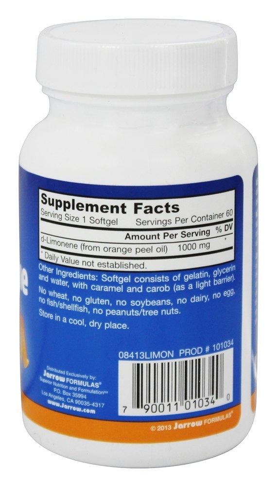 d Óleo de casca de laranja com grau alimentício de Limonene 1000 mg. - 60 Softgels Jarrow Formulas - Imagem 2