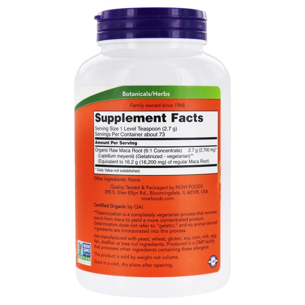 Maca orgânica certificada Pure pó - 7 oz. NOW Foods - Imagem 2