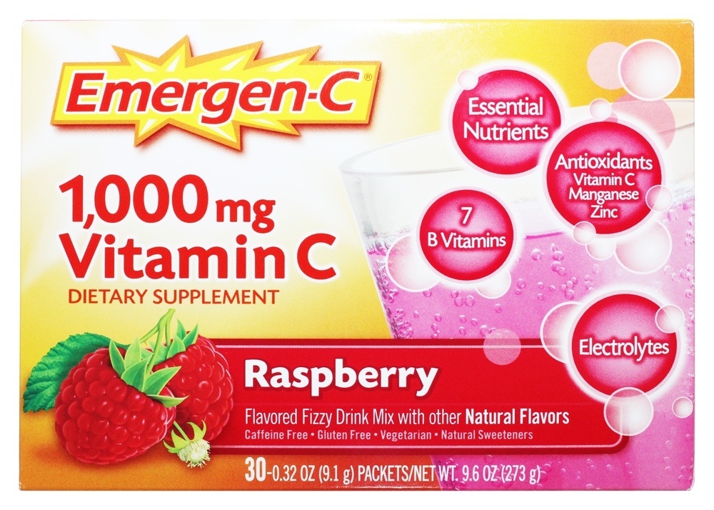 Vitamina C de reforço de energia Emergen-C 1000 mg. - 30 Pacotes (s) Alacer