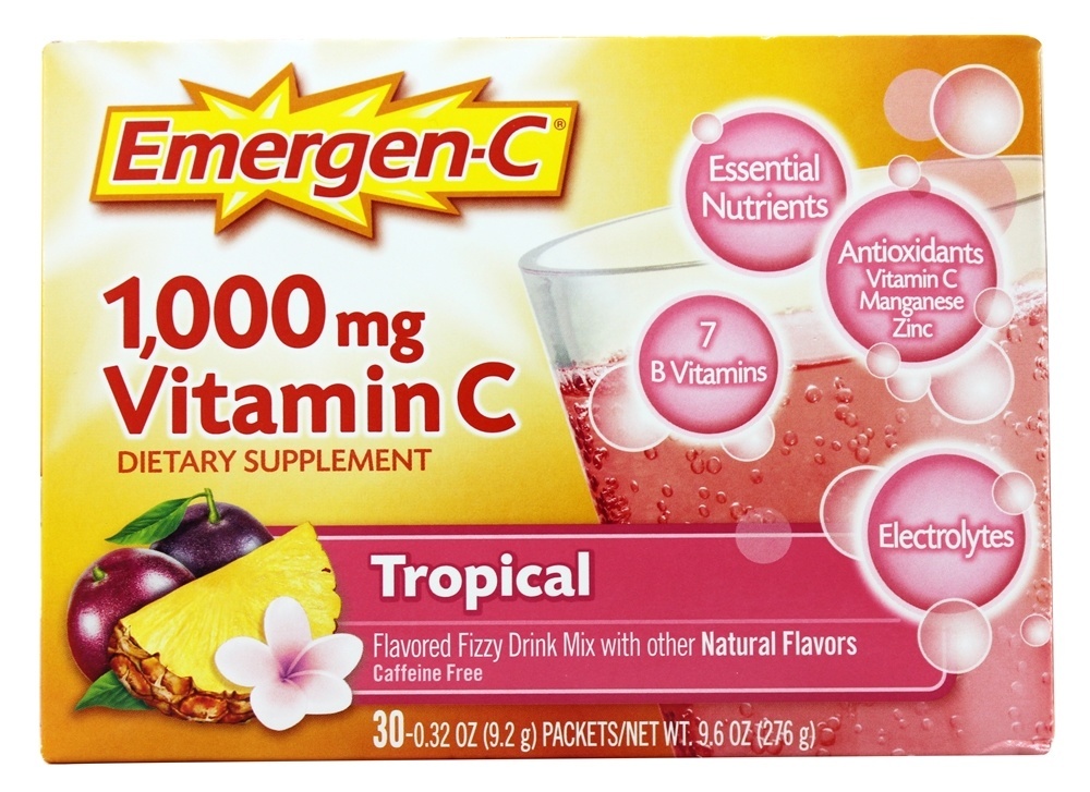 Reforço energético da vitamina C do Emergen-C 1000 mg. - 30 Pacotes (s) Alacer