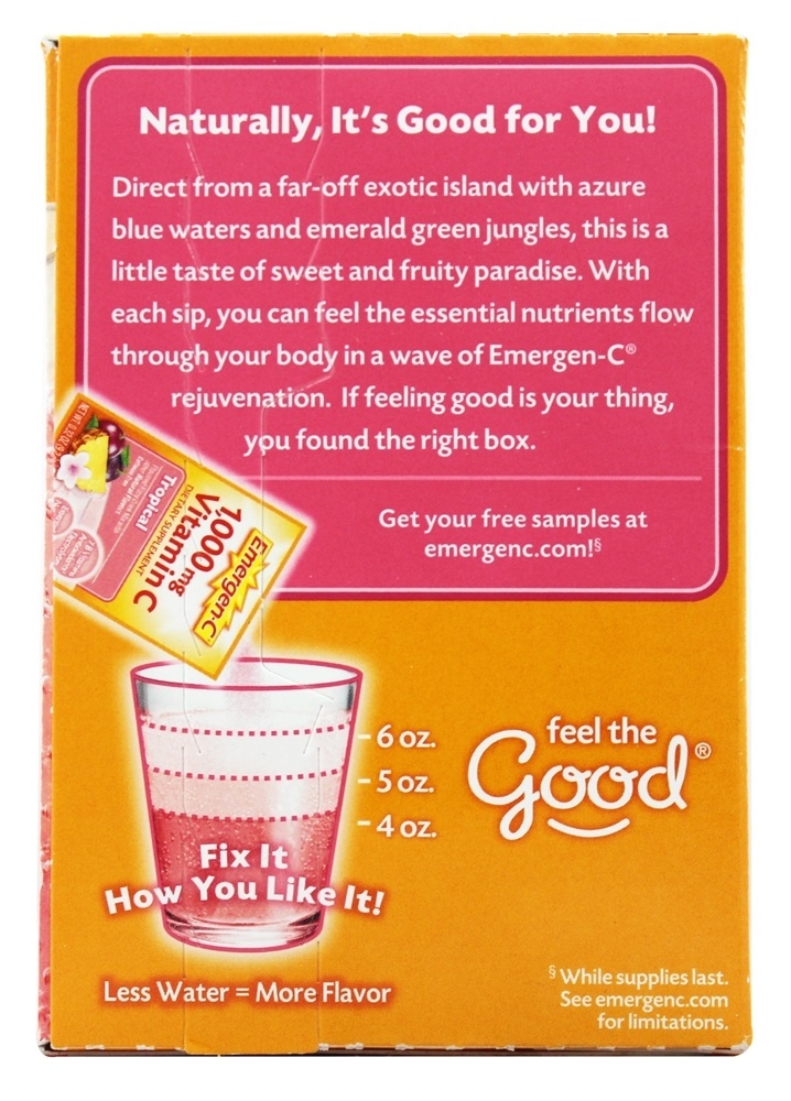 Reforço energético da vitamina C do Emergen-C 1000 mg. - 30 Pacotes (s) Alacer - Imagem 3
