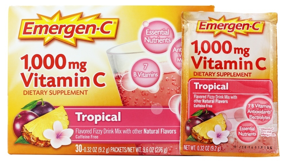 Reforço energético da vitamina C do Emergen-C 1000 mg. - 30 Pacotes (s) Alacer - Imagem 4