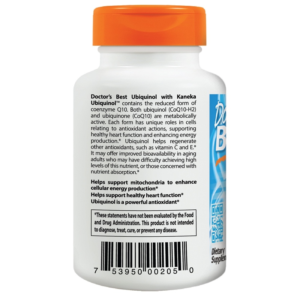 Ubiquinol com QH de Kaneka 100 mg . - 60 Softgels Doctor's Best - Imagem 3