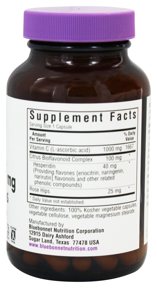 Vitamina C-1000 mg Mais Rose Hips - Cápsulas vegetarianas 90 Bluebonnet Nutrition - Imagem 2
