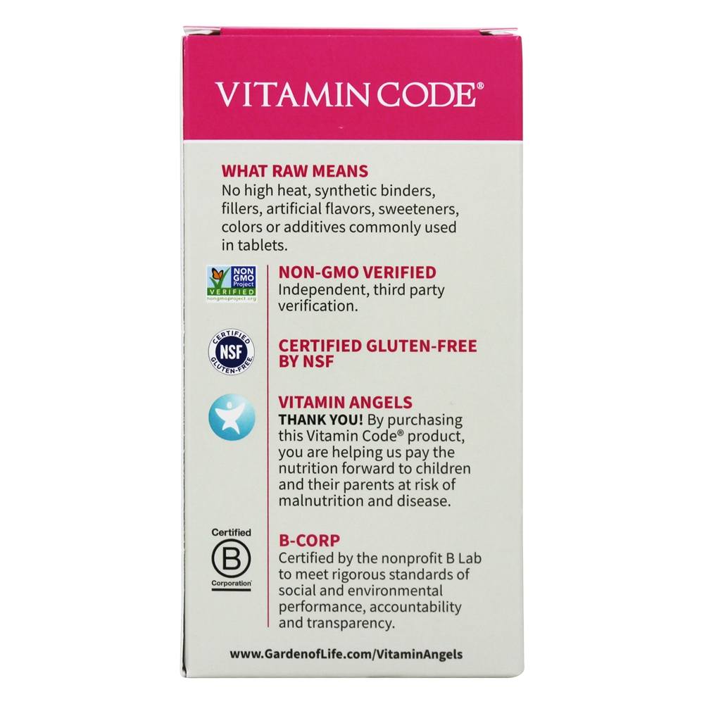 Código De Vitamina RAW Um Multi-Vitamina Para Mulheres - Cápsulas vegetarianas 75 Garden of Life - Imagem 4