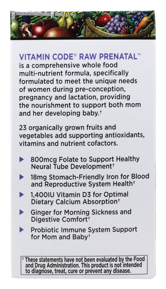 Código Vitamina RAW Pré-natal Multi - Cápsulas vegetarianas 90 Garden of Life - Imagem 4