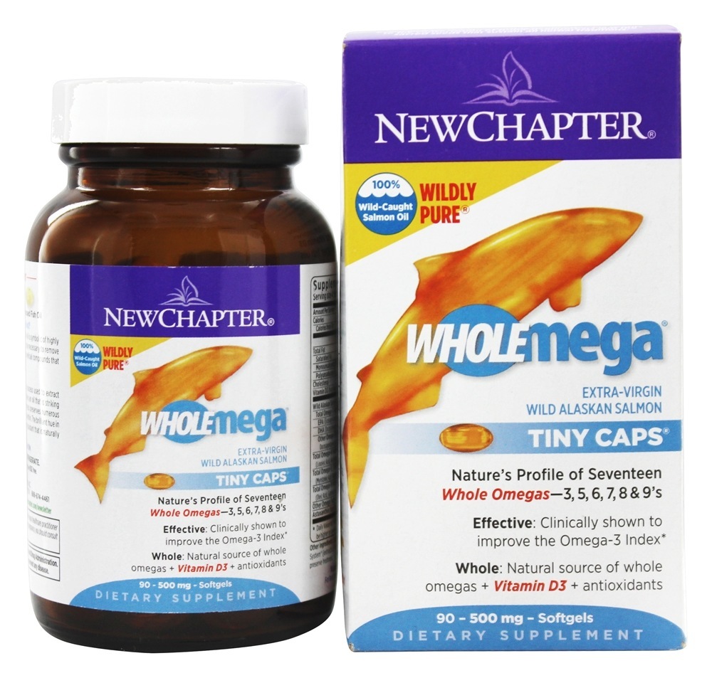 Wholemega 100% Selvagem Alaskan Salmão Omega-Rico Peixe óleo Para Coração Saúde 500 mg. - 90 Softgels New Chapter