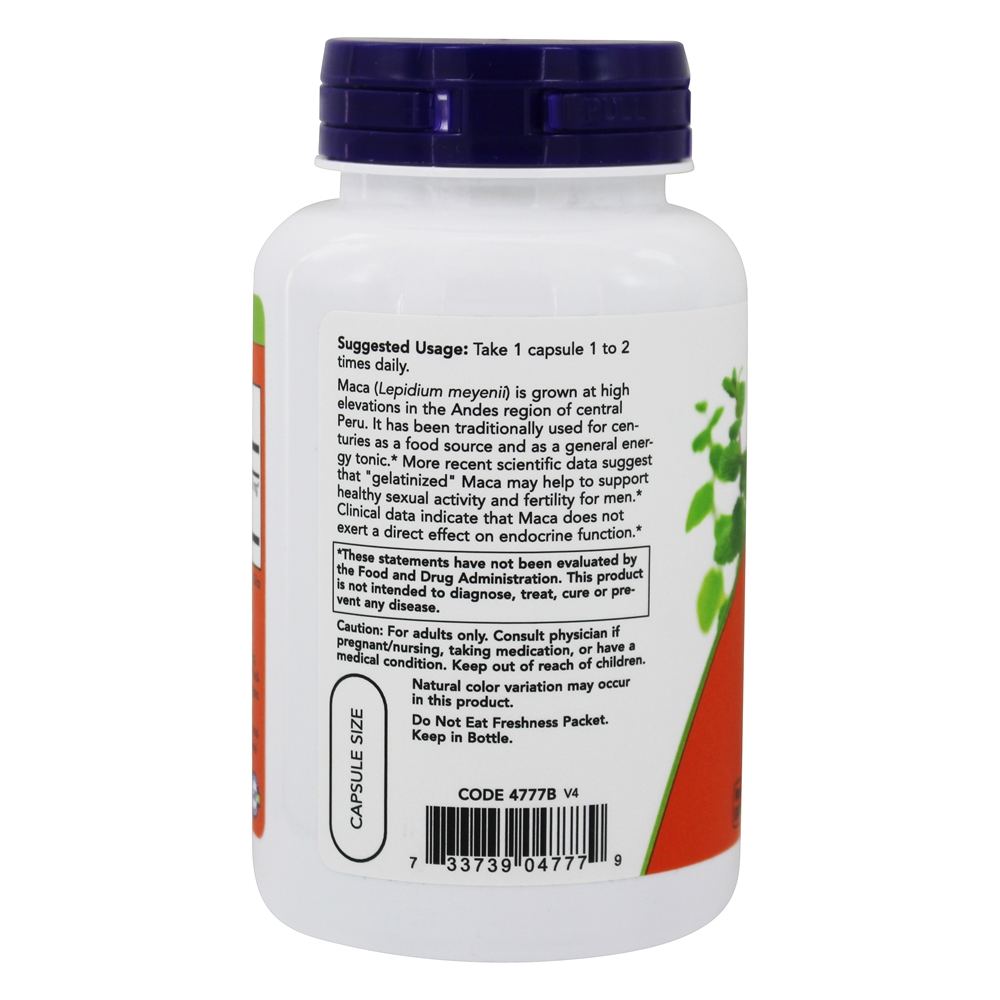 Maca mg 750 mg . - 90 Cápsula (s) vegetal (s) NOW Foods - Imagem 3