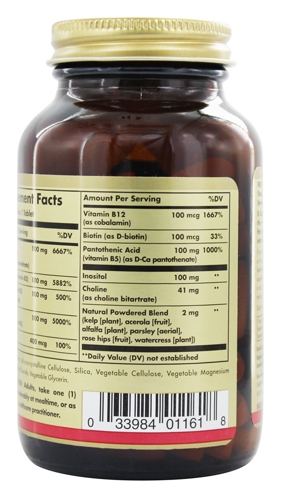 Complexo B 100 - 100 Tablets Solgar - Imagem 3