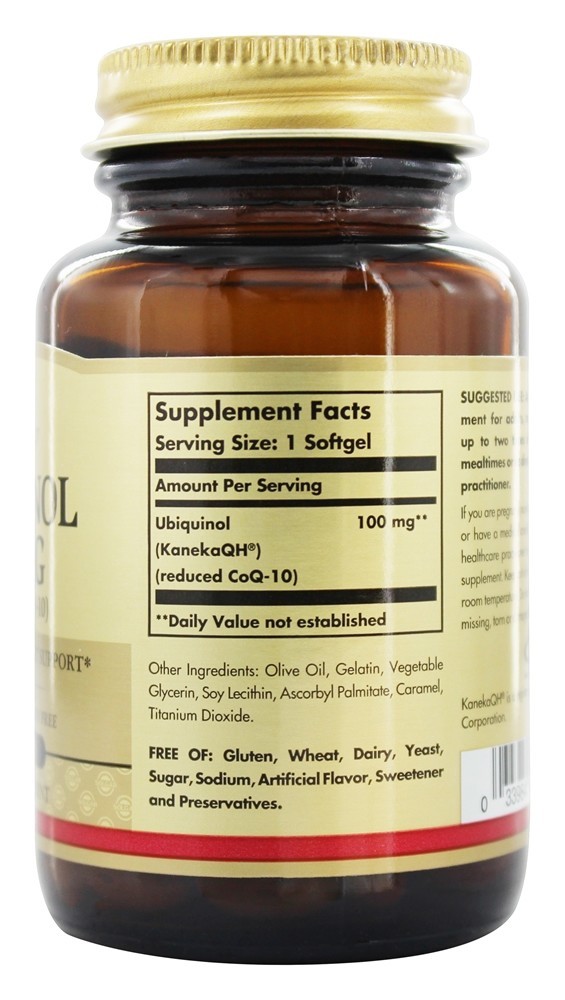Co-10 de Ubiquinol Reduzido 100 mg. - 50 Softgels Solgar - Imagem 2