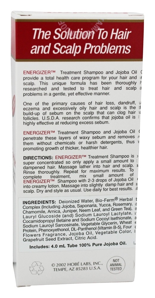 Shampoo de tratamento Energizer com Jojoba e vitamina B5 - 4 fl. oz. Hobe Labs - Imagem 2