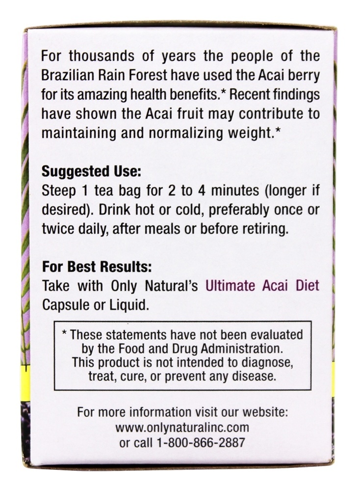 Açaí final Dieter's & Cleansing Tea - 24 Saquinhos de Chá Only Natural - Imagem 2