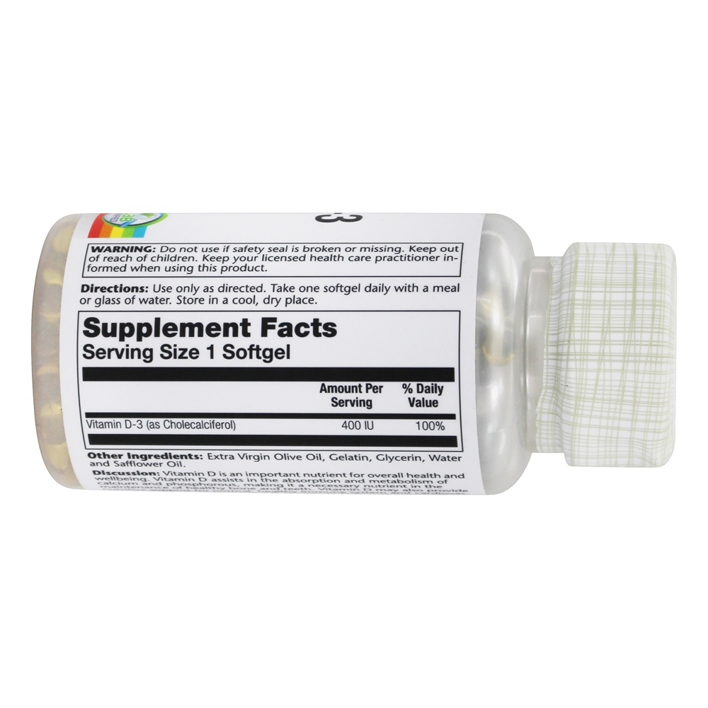 Vitamina D3 400 UI - 120 Softgels Solaray - Imagem 2