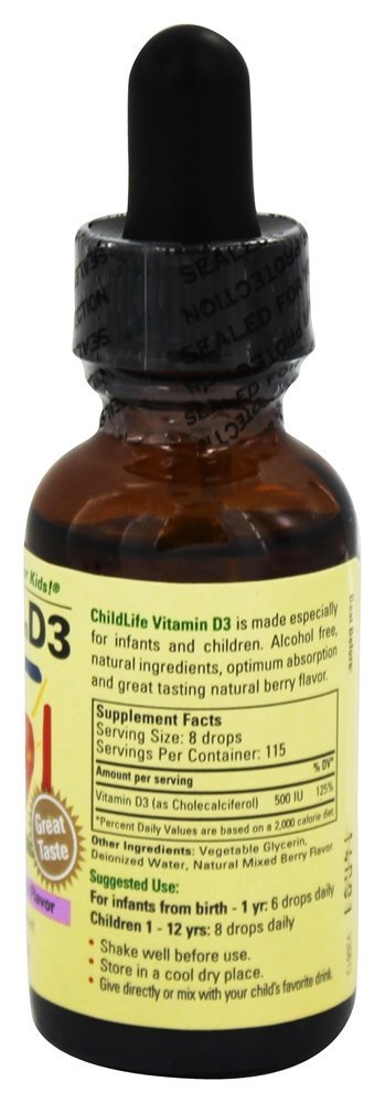 Vitamina D3 em Gotas Sabor de Frutas 500 UI - 1 fl. oz. Child Life Essentials - Imagem 2