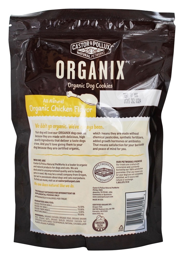 Organix Biscoitos orgânicos para cães Sabor de frango - 12 oz. Castor & Pollux - Imagem 2