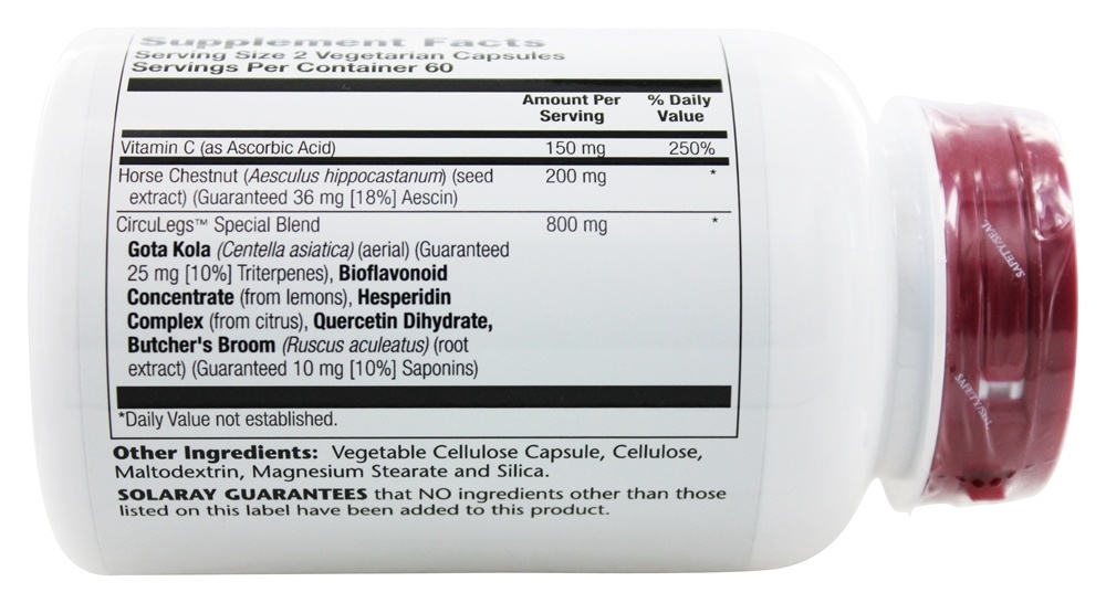 CircuLegs de Potência Garantida Fórmula Especial de Castanha-da-Índia 200 mg. - Cápsulas 120 Solaray - Imagem 3