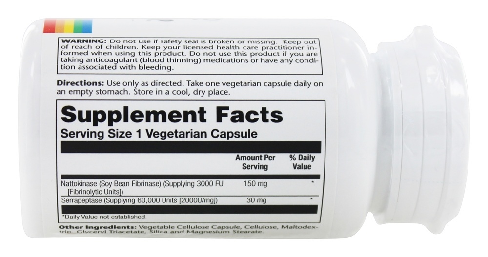 Nattokinase & Serrapeptase Potência Extra Com Revestimento Entérico - Cápsulas vegetarianas 30 Solaray - Imagem 3