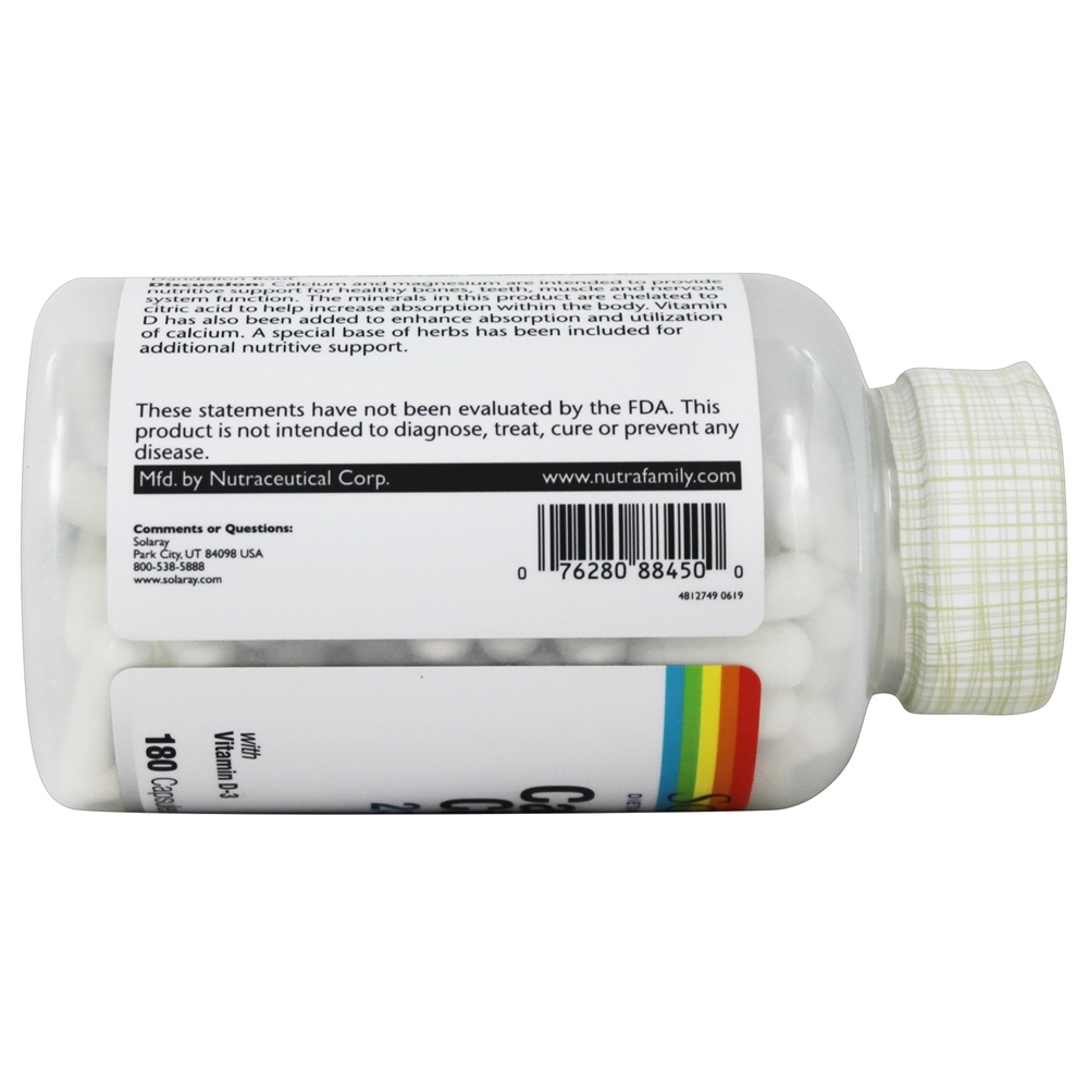 Citrato Cal-Mag com vitamina D3 2 : 1 Ratio - Cápsulas 180 Solaray - Imagem 5